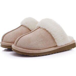 Women's Apricot Comfy Memory Foam Slippers Closed-Toe Indoor House Shoes